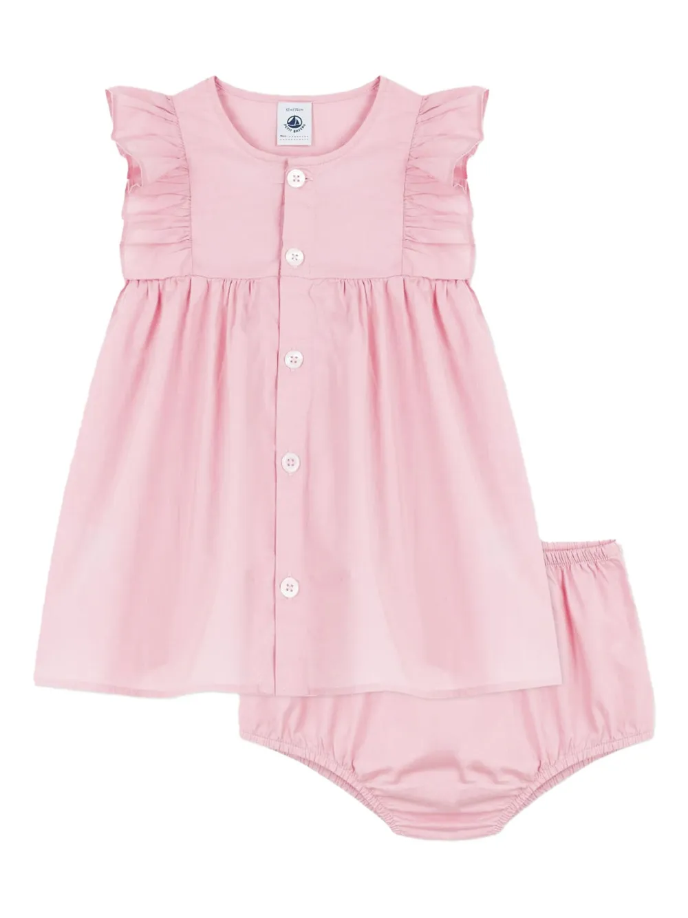 Petit Bateau ruffled button dress Roze