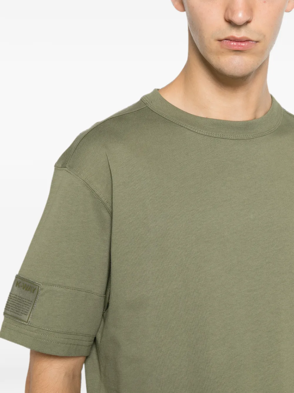 K-Way Fantome T-shirt met label op de mouw Groen