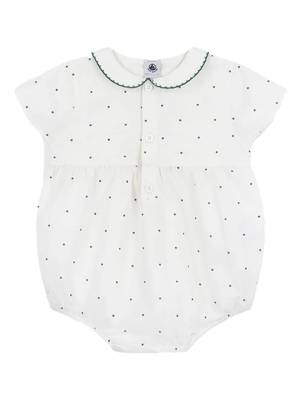 Petit Bateau peter-pan collar polka-dot romper Wit
