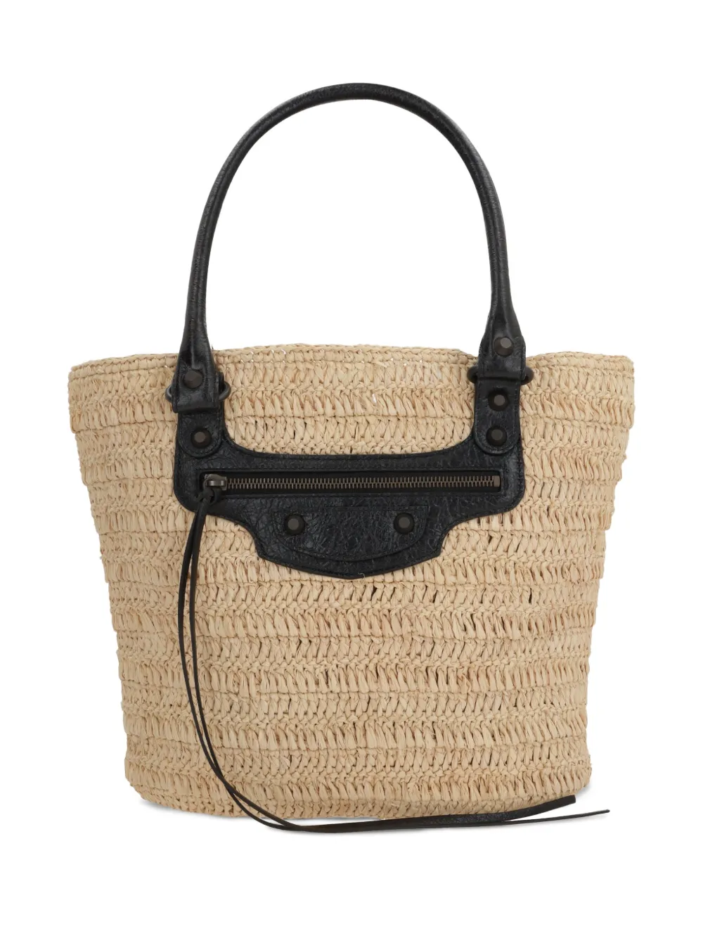 Balenciaga Le City Basket kleine shopper met leren afwerking Beige