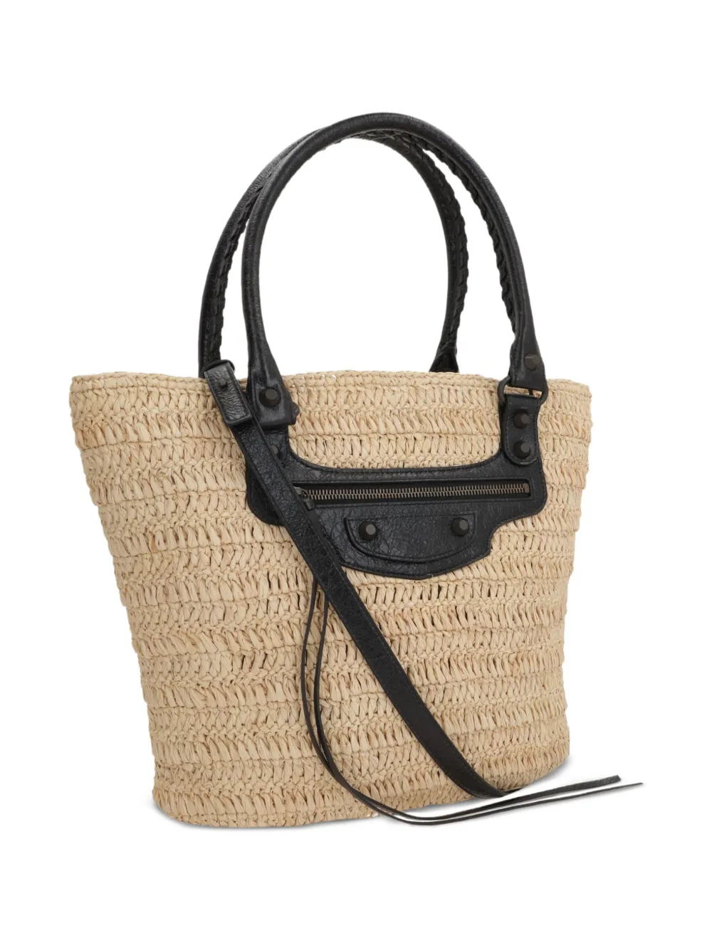 Balenciaga Le City Basket kleine shopper met leren afwerking Beige