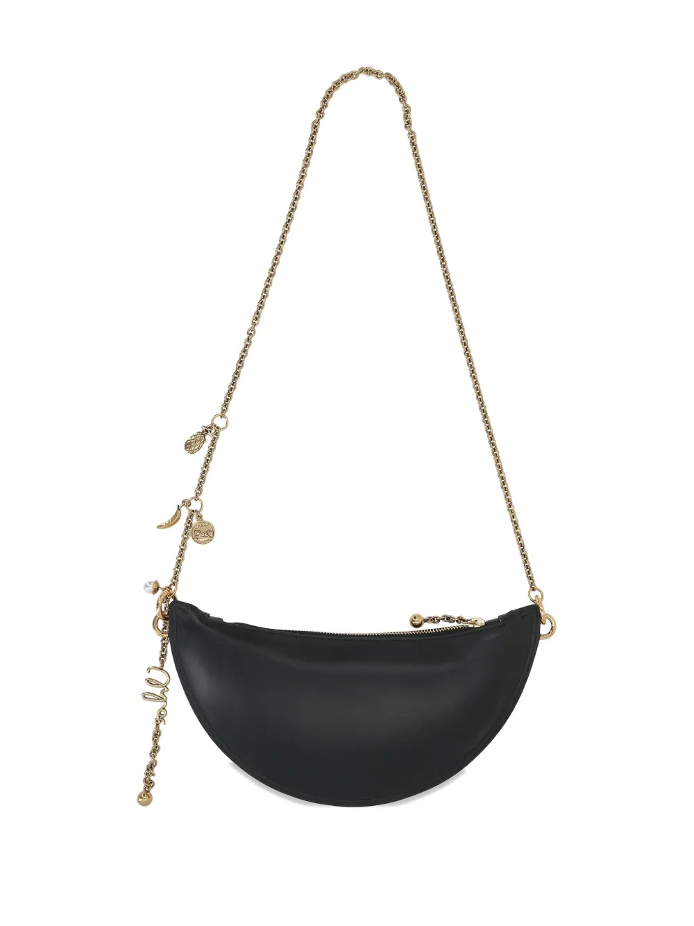 Chloé Crescent-shaped Chain Shoulder Bag In Black