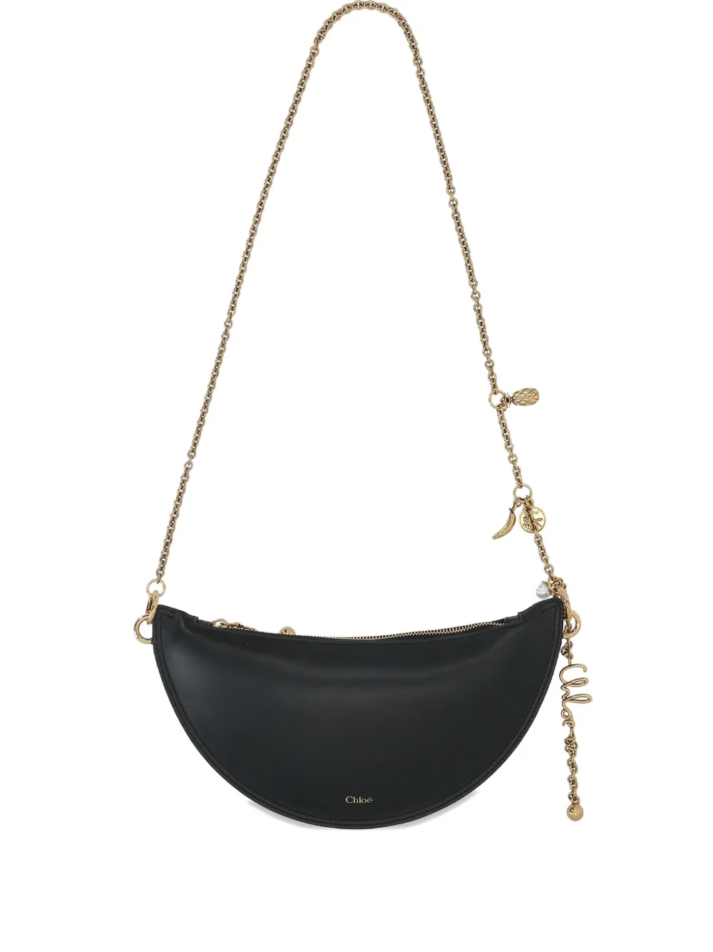 Chloé Crescent-shaped Chain Shoulder Bag In Black