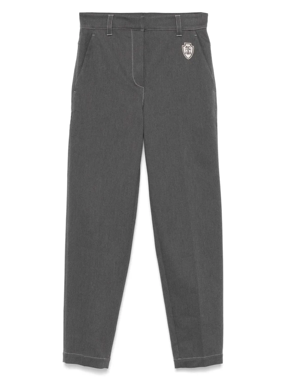 embroidered-logo cropped trousers