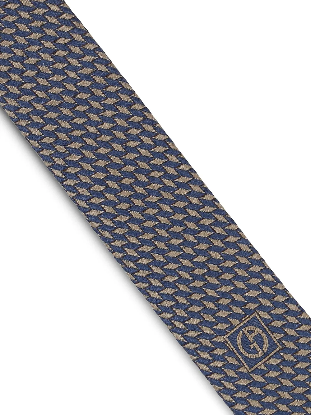 Giorgio Armani Zijden stropdas met geometrisch patroon - Bruin