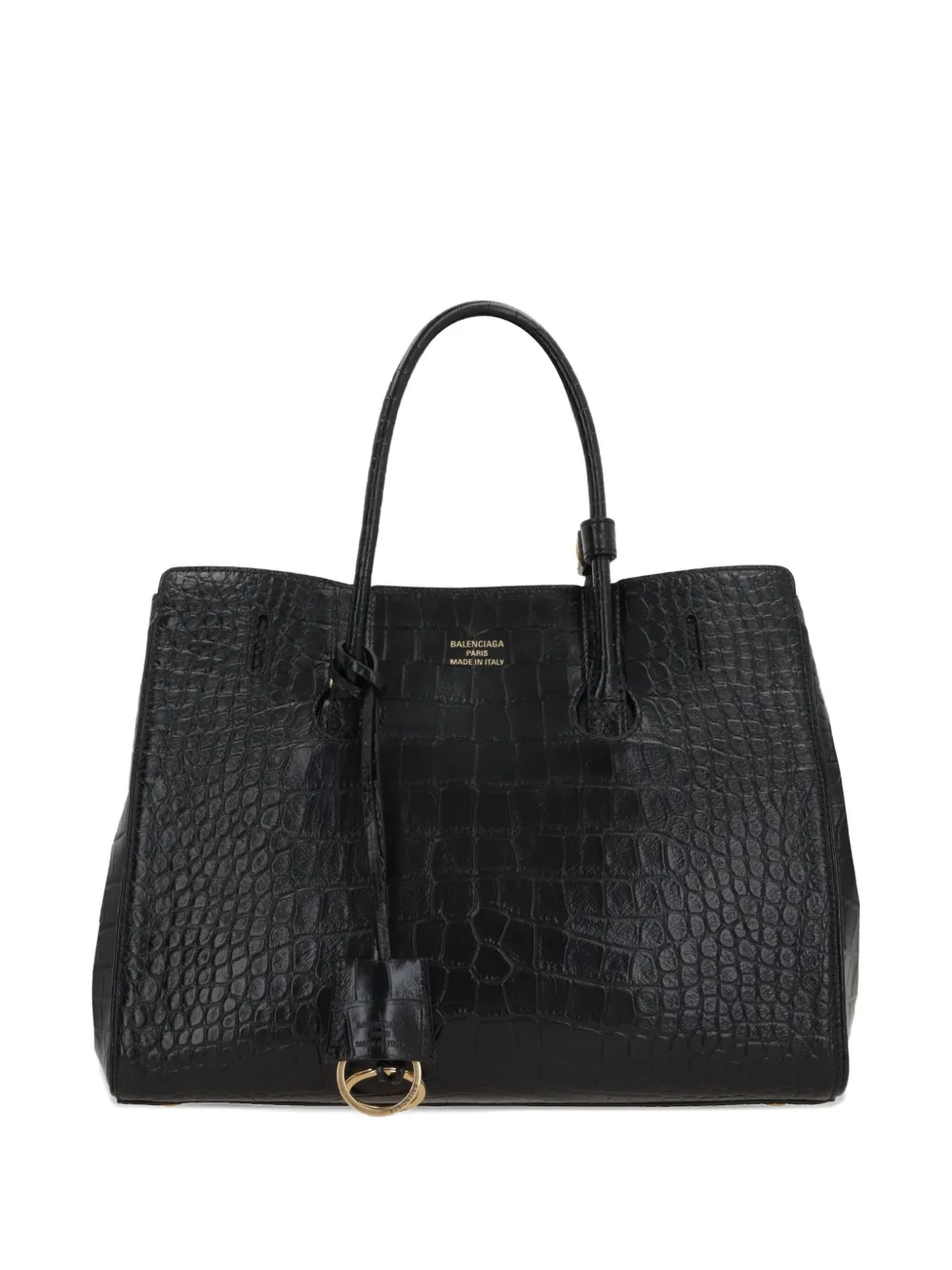 Balenciaga Borsa tote Hampton Carry All con effetto coccodrillo - Nero