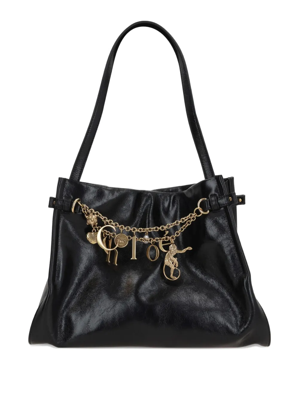 Chloé Charms Embellished Leather Tote Bag In Black