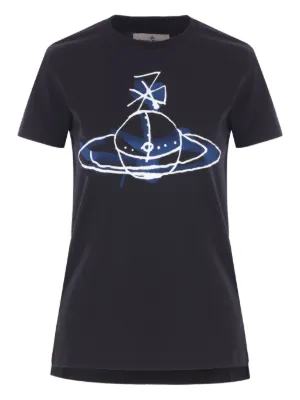 【送料&関税込】Vivienne Westwood Jersey With Orb Logo Vivienne Westwood Orb logo-embroidery Cotton T-shirt | White