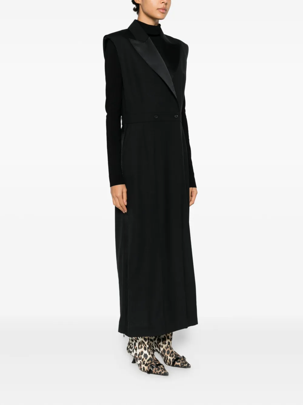 Frenken Tux Button Lapel Dress - Black 