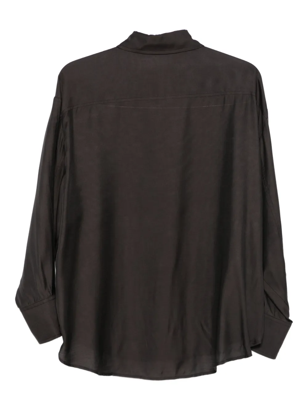 Frenken blouse met geknoopte cuff - Bruin