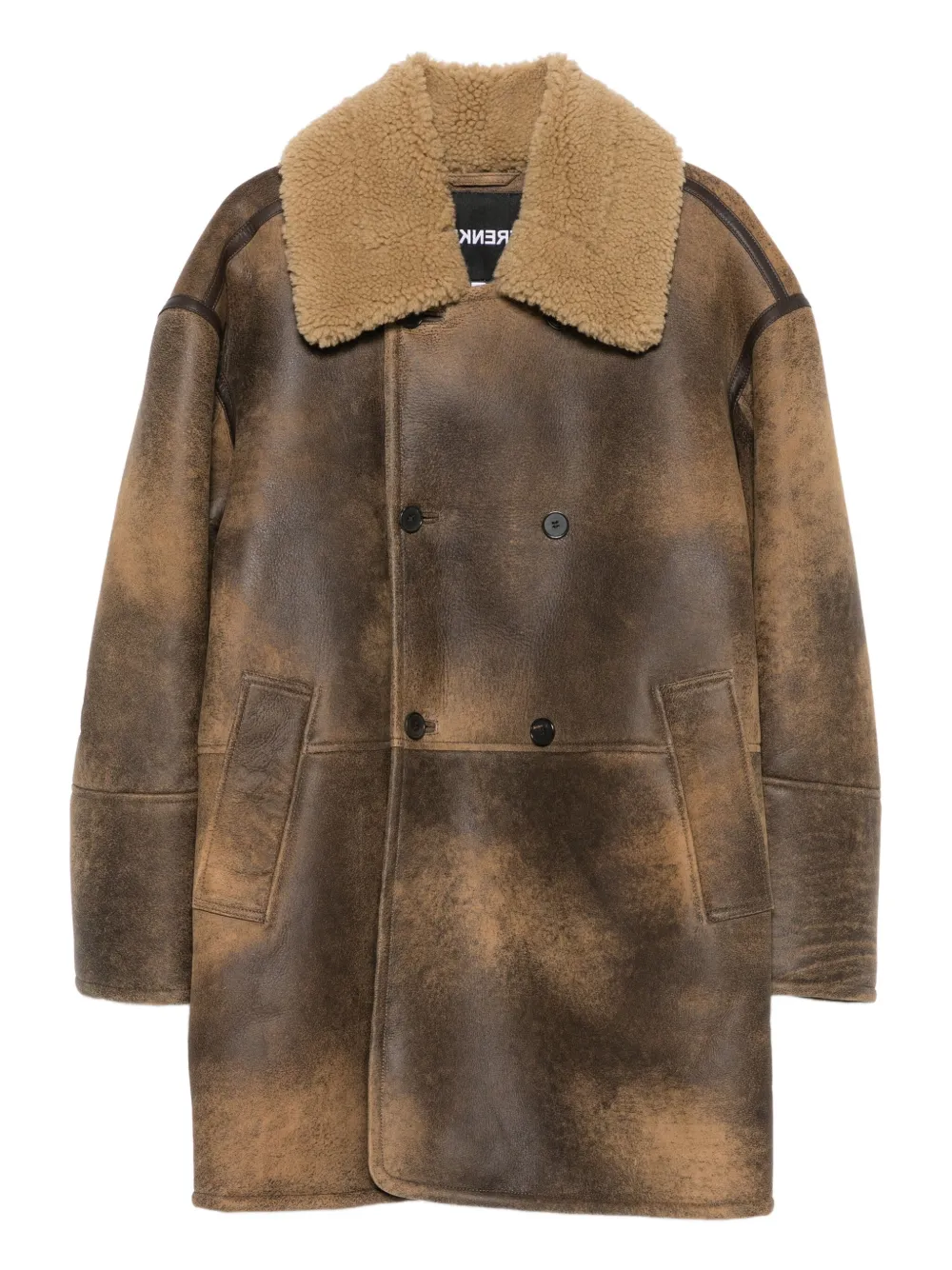 Frenken double-breasted shearling coat | Brown | Image 1