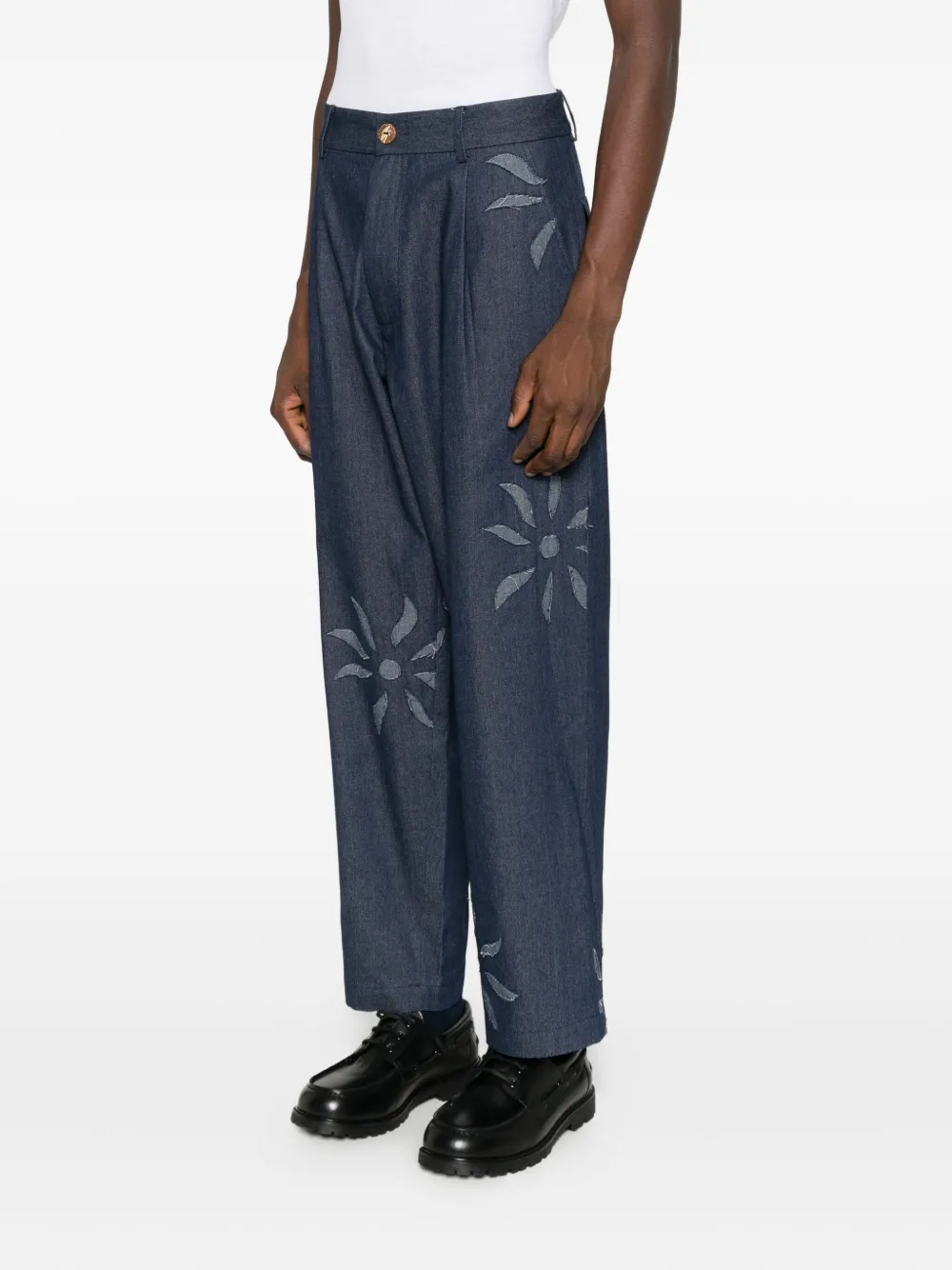 Labrum London High waist broek verfraaid met bloemen Blauw