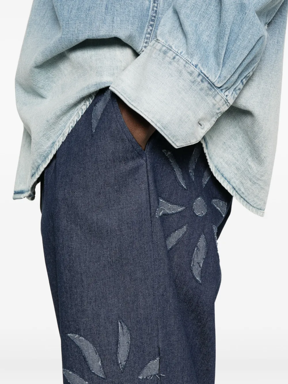 Labrum London High waist broek verfraaid met bloemen Blauw