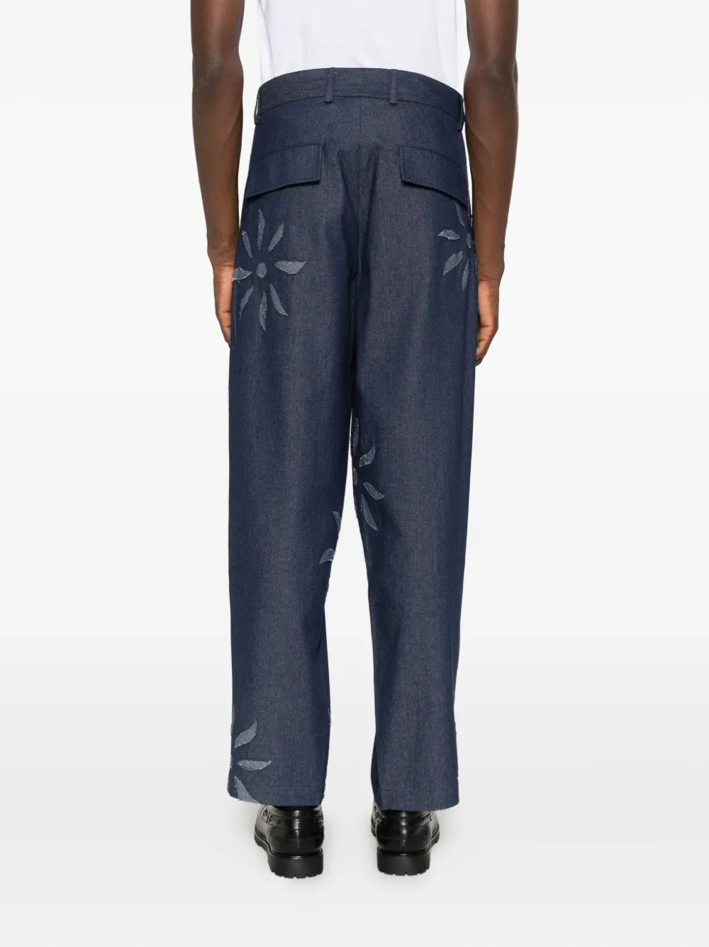 Labrum London High waist broek verfraaid met bloemen Blauw