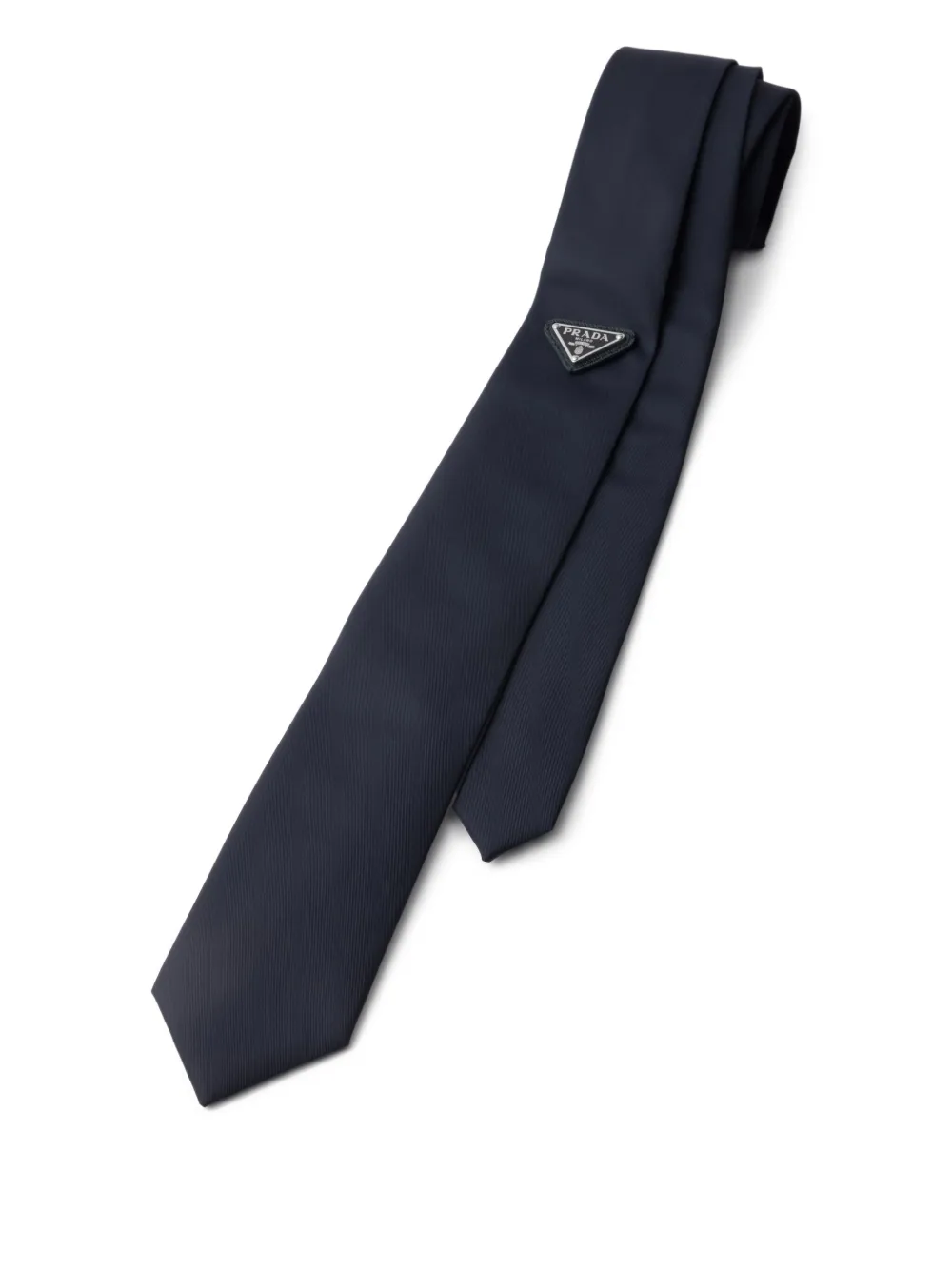 Prada Stropdas met driehoekig logo Blauw