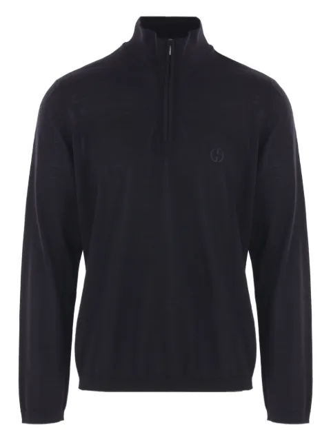 Giorgio Armani half-zip embroidered logo sweater