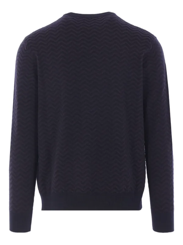 Giorgio Armani chevron-pattern Wool Sweater Blue FARFETCH IN