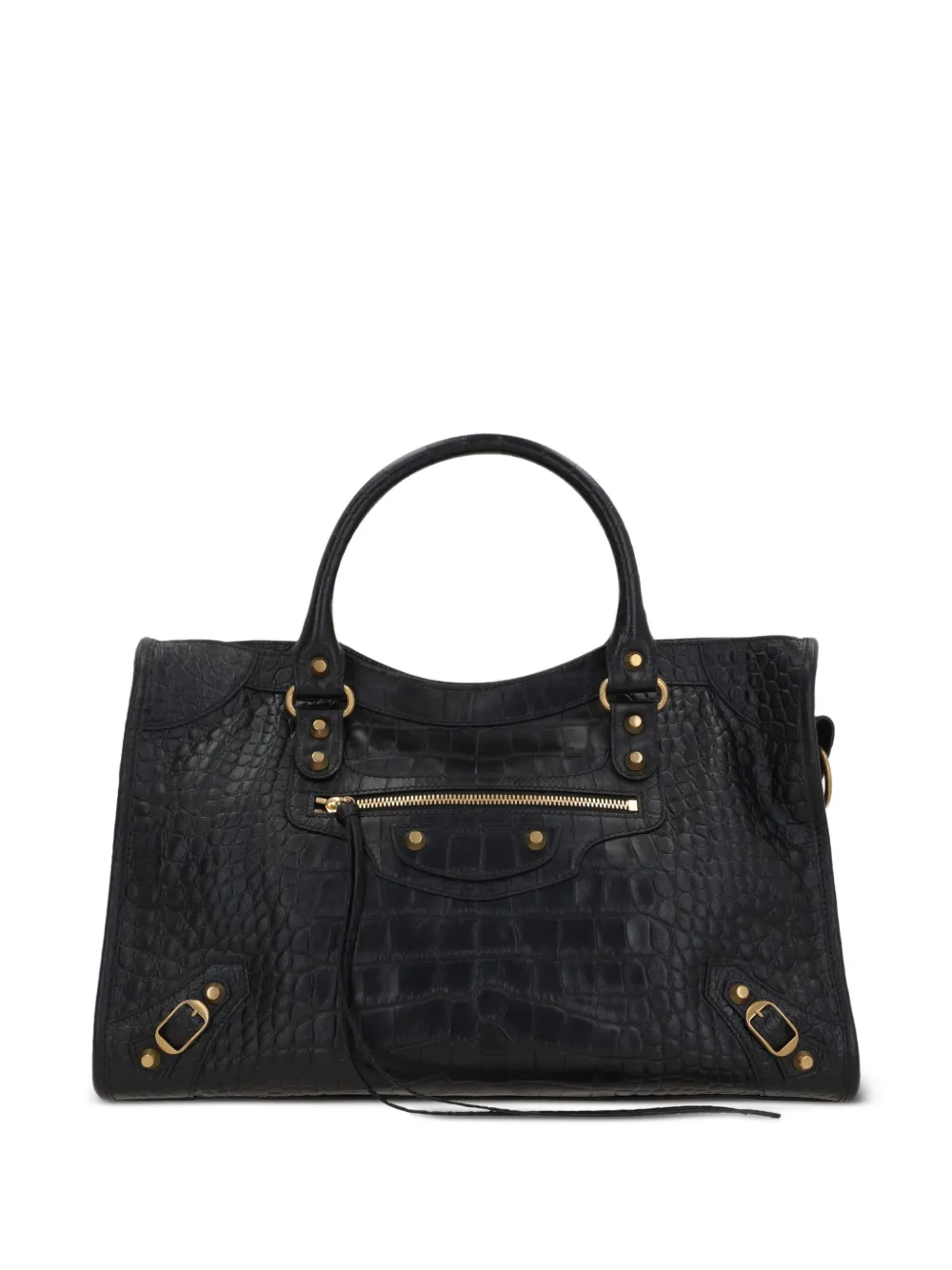Balenciaga medium Le City crocodile-embossed top-handle tote bag | Black | Image 1