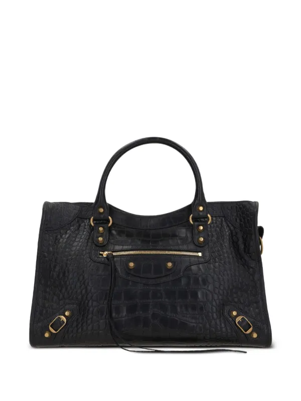 Balenciaga Medium Le City crocodile-embossed top-handle Tote