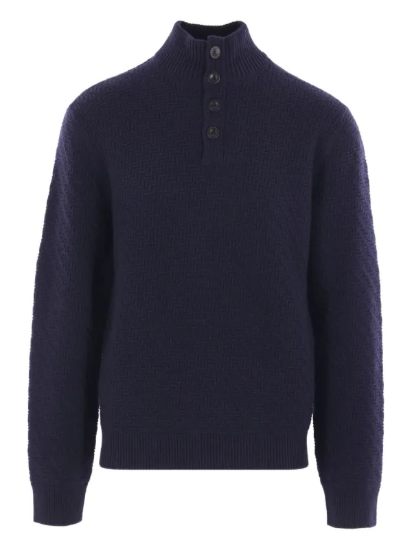 Giorgio Armani ブークレニットセーター Giorgio Armani Textured high-neck Cashmere Sweater | Blue