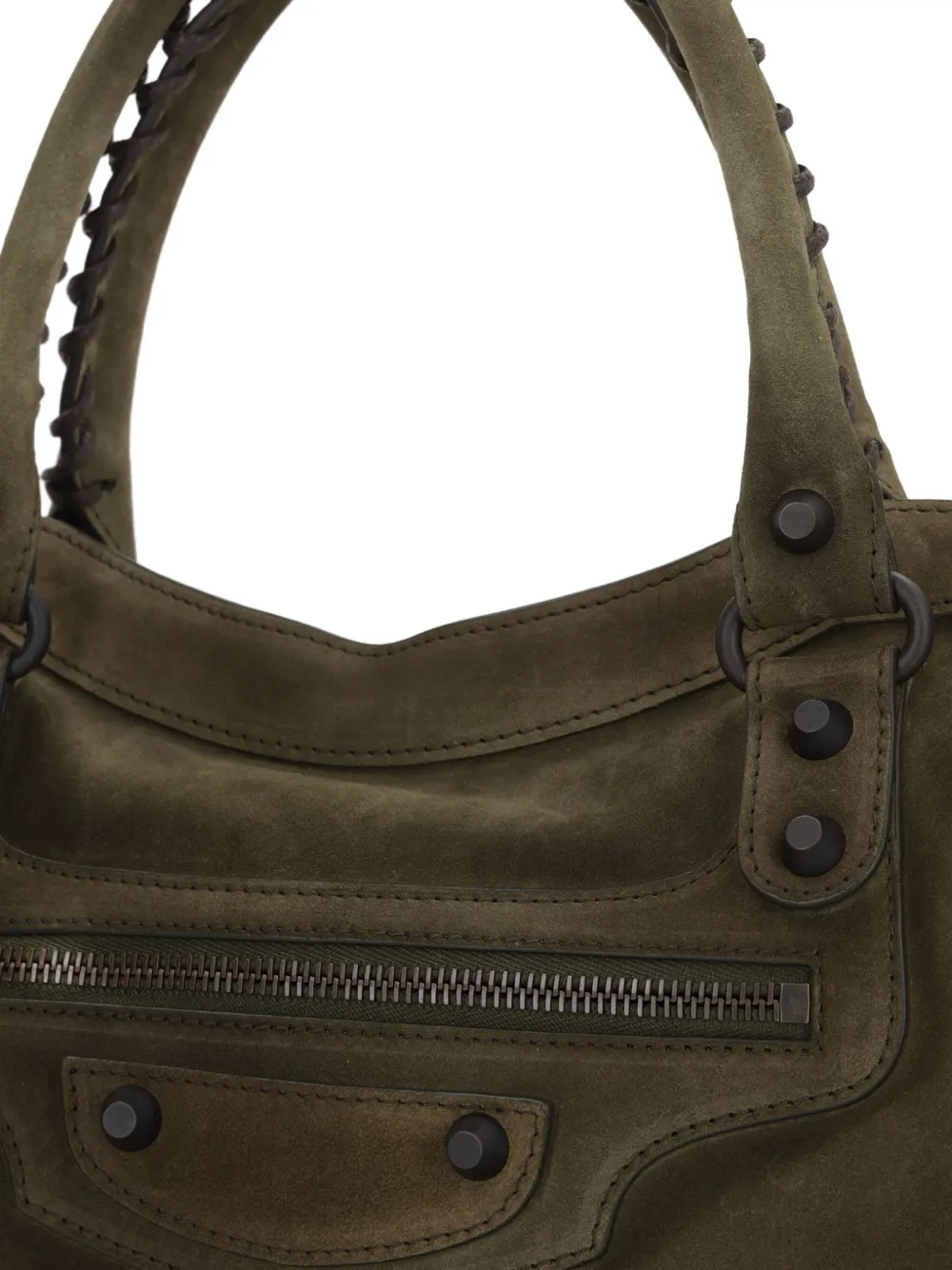 Balenciaga Le City medium suède shopper met gevlochten handgreep Brown
