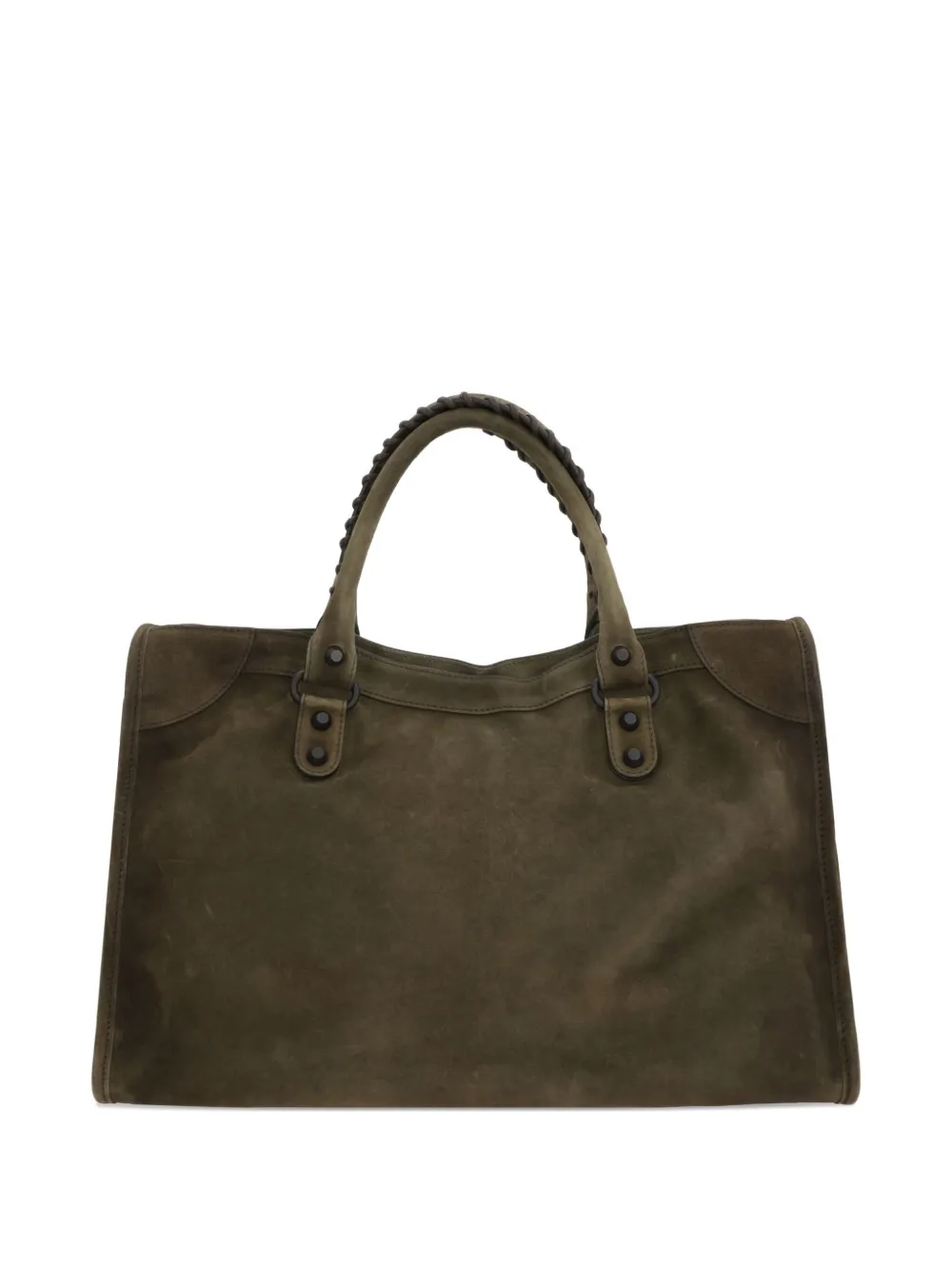 Balenciaga Le City medium suède shopper met gevlochten handgreep - Brown