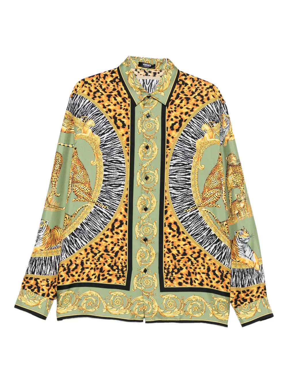 Versace mix-print shirt - グリーン Versace mix-print shirt - グリーン