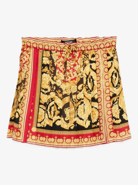 Versace Barocco-print pleated mini skirt