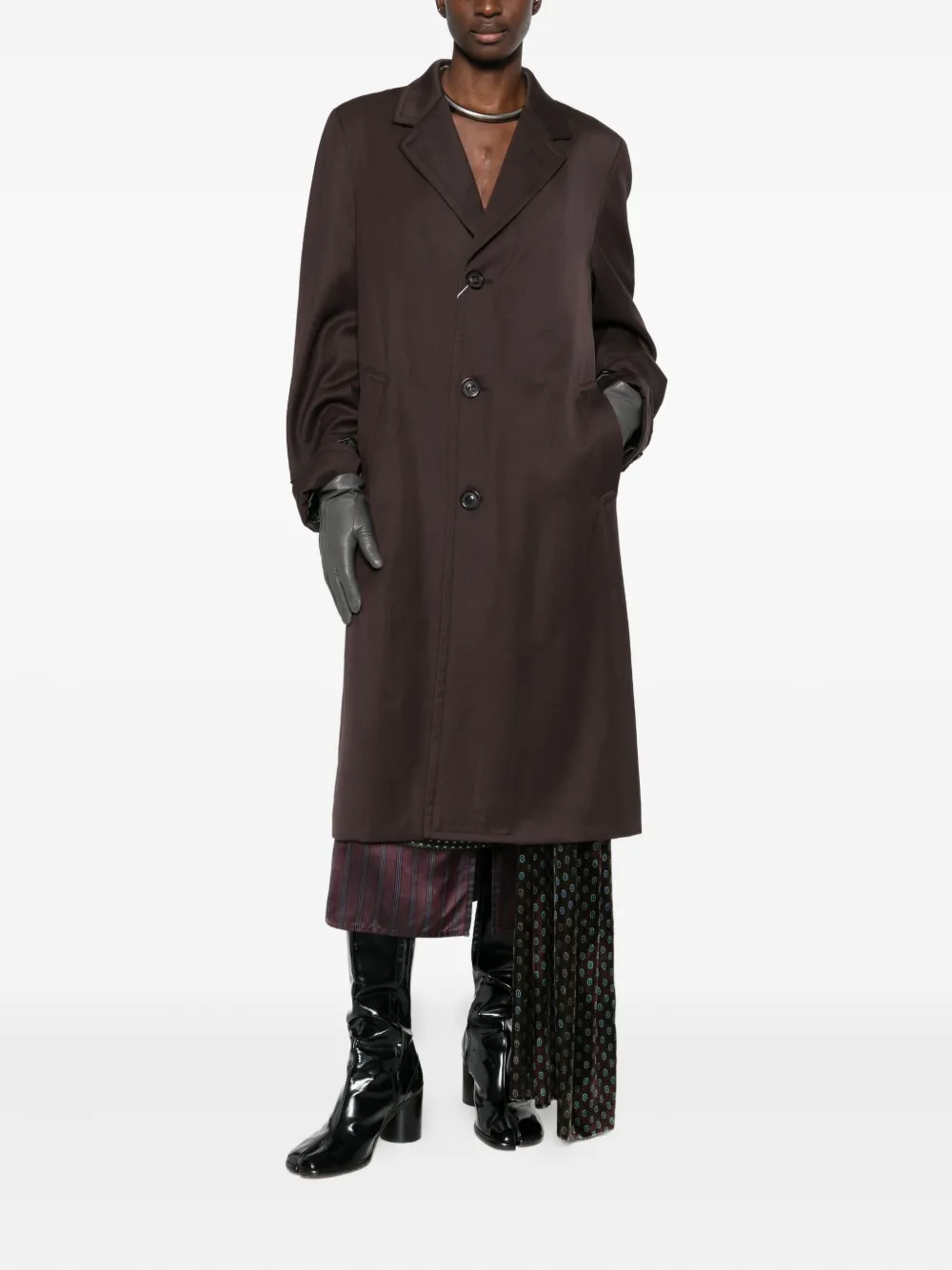 Maison Margiela Button-up Coat In Brown