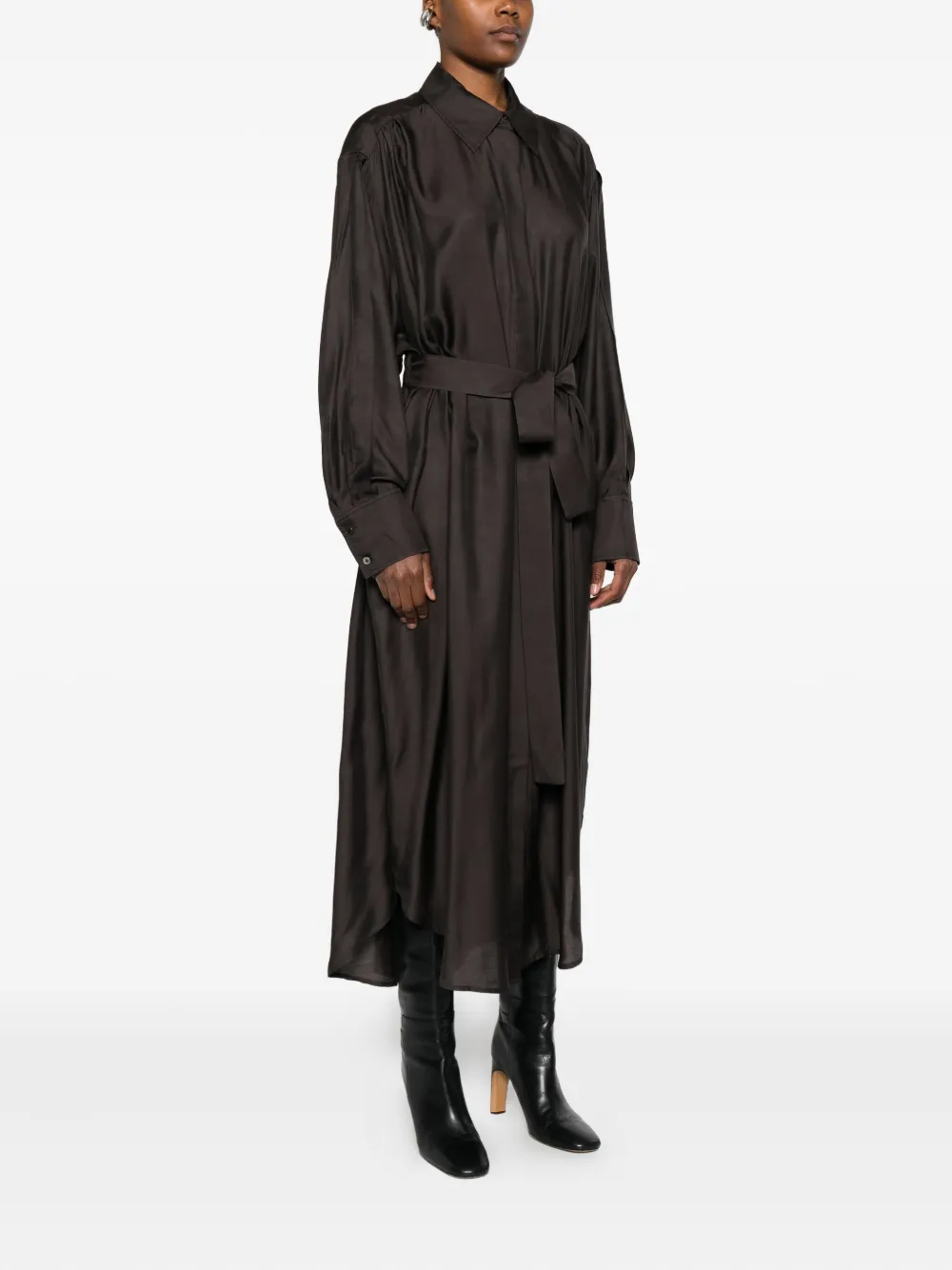  Frenken Belted Shirt Dress - Brown 