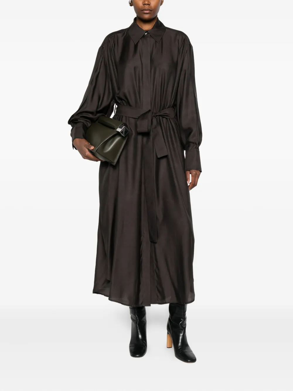Frenken Blousejurk met ceintuur - Bruin