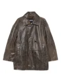 Frenken double-breasted leather coat - Brown
