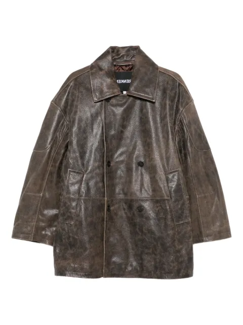 Frenken double-breasted leather coat
