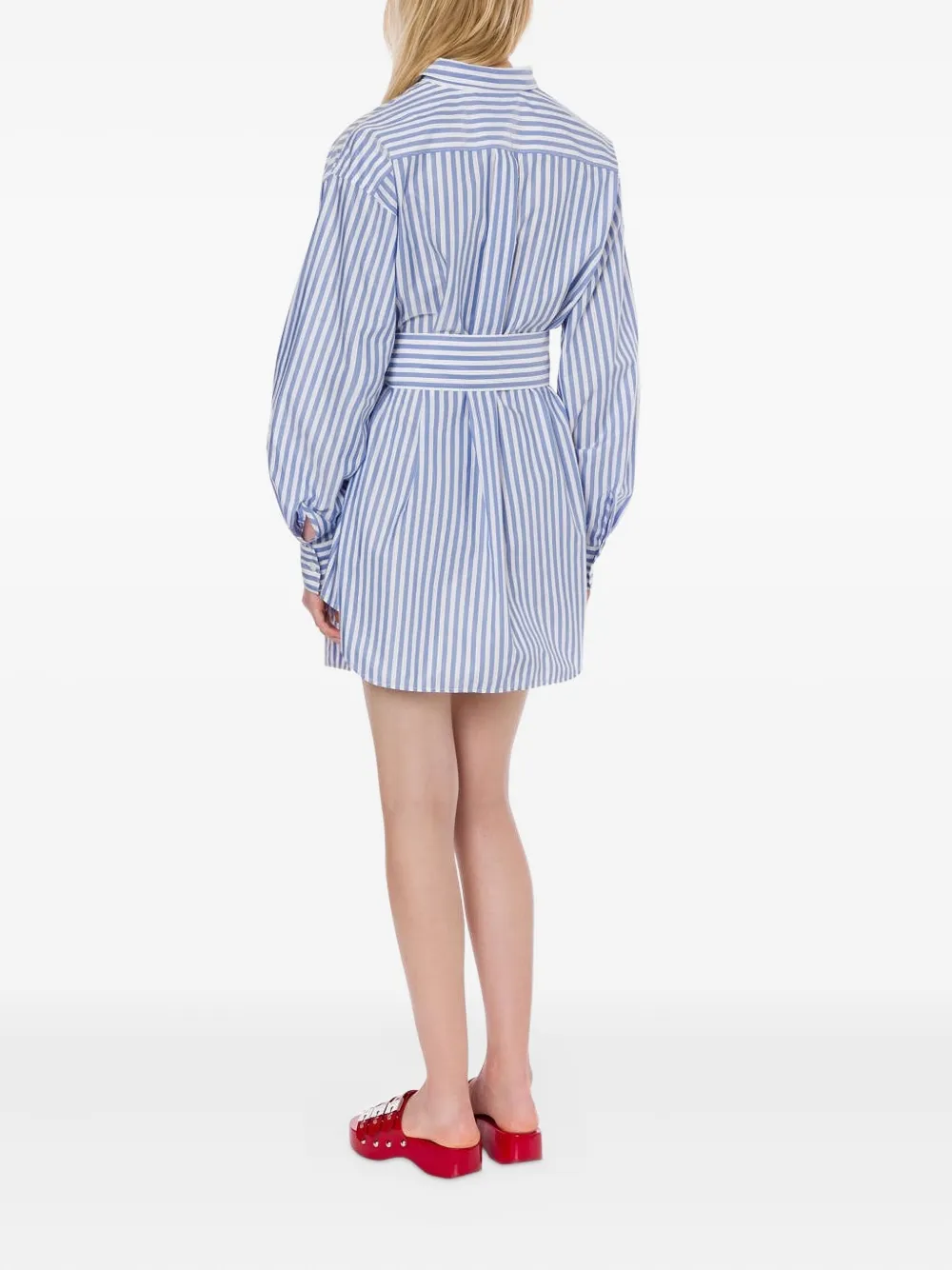 Philosophy Di Lorenzo Serafini striped belted shirt dress Blauw