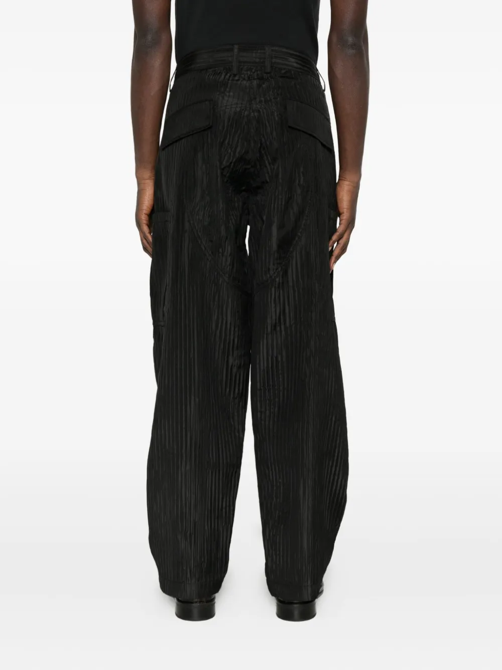 Labrum London Pleat-texture Cargo Pants In Black