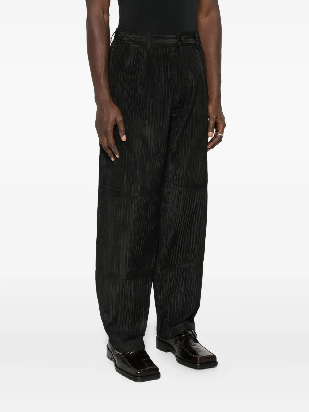 Labrum London Pleat-texture Cargo Pants In Black