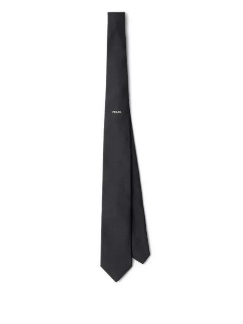Prada cravate en soie 7 cm - Gris - Prada - Modalova