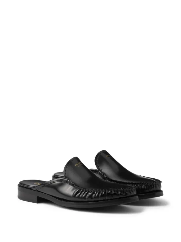 PRADA ブラックレザー ミュール Prada レザーミュール | ブラック | FARFETCH JP