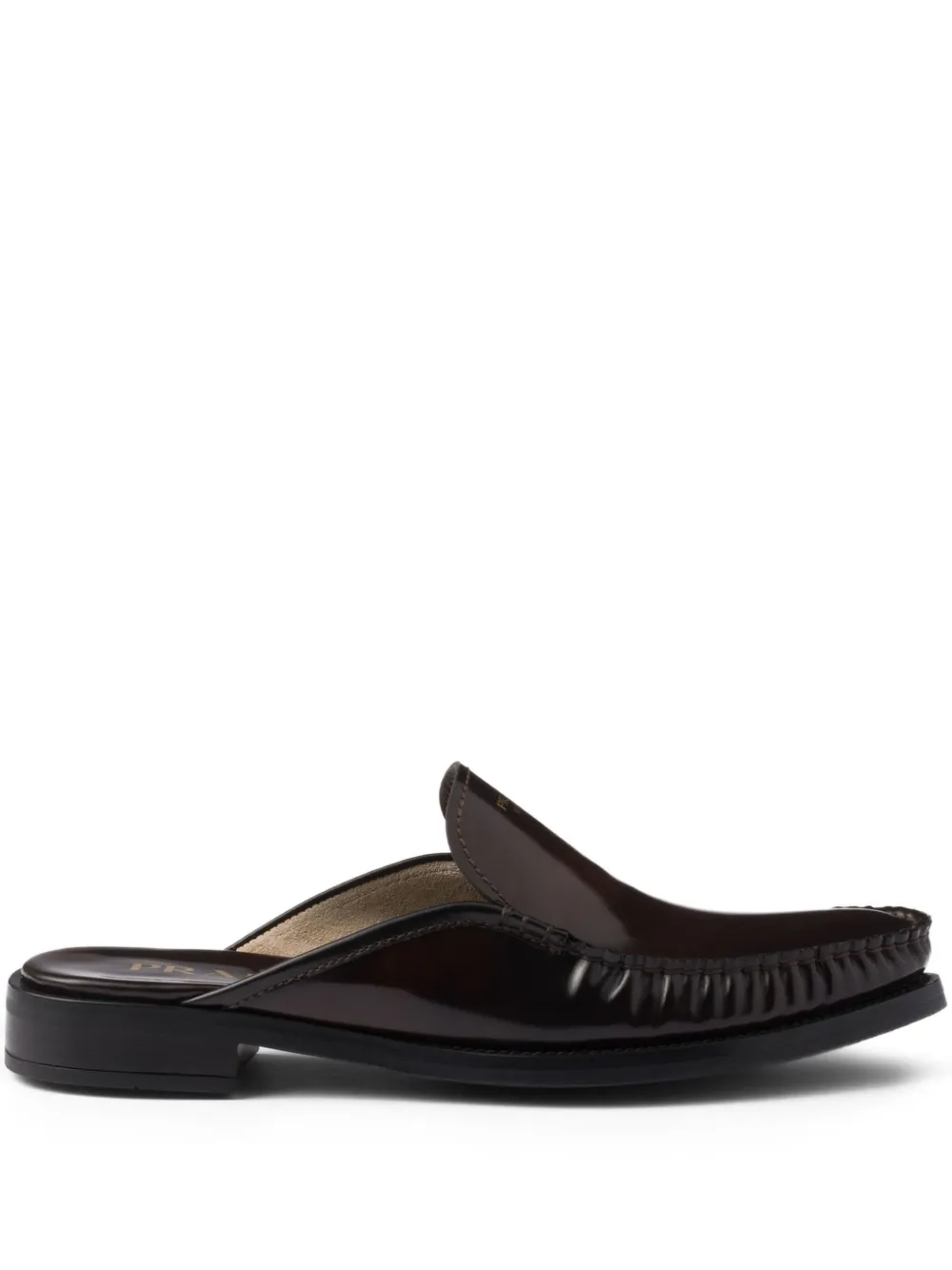 Prada logo-plaque leather mules | Brown | Image 1