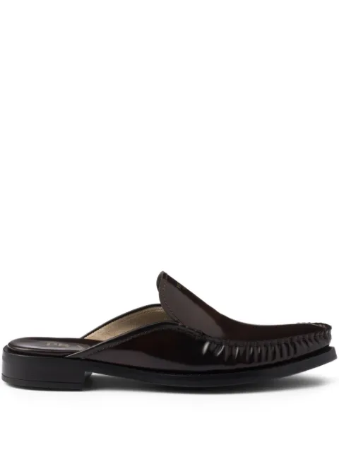 Prada logo-plaque leather mules