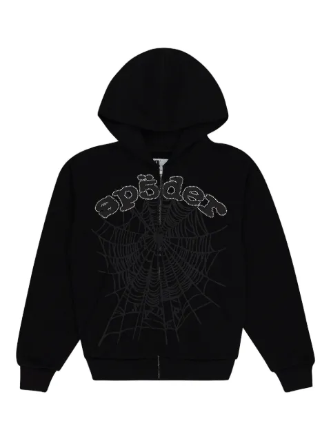 SP5DER OG Web V2 Rhinestone zip-up hoodie