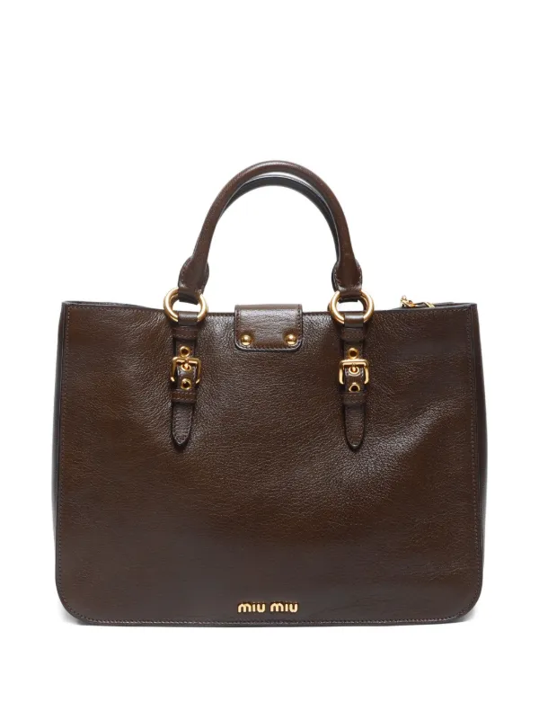 Miu Miu Pre-Owned 2020s Madras two-way Handbag Brown
