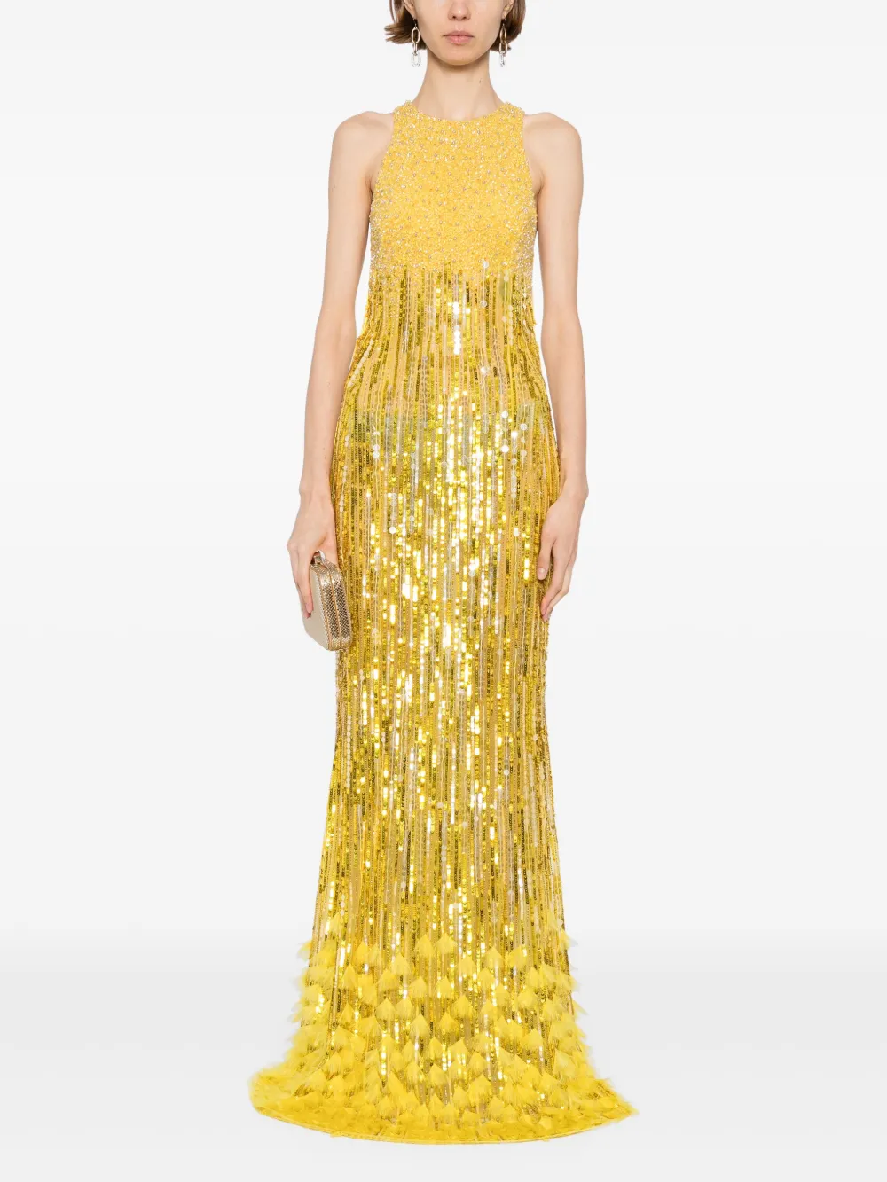 Elisabetta Franchi sequin-embellished dress - Geel