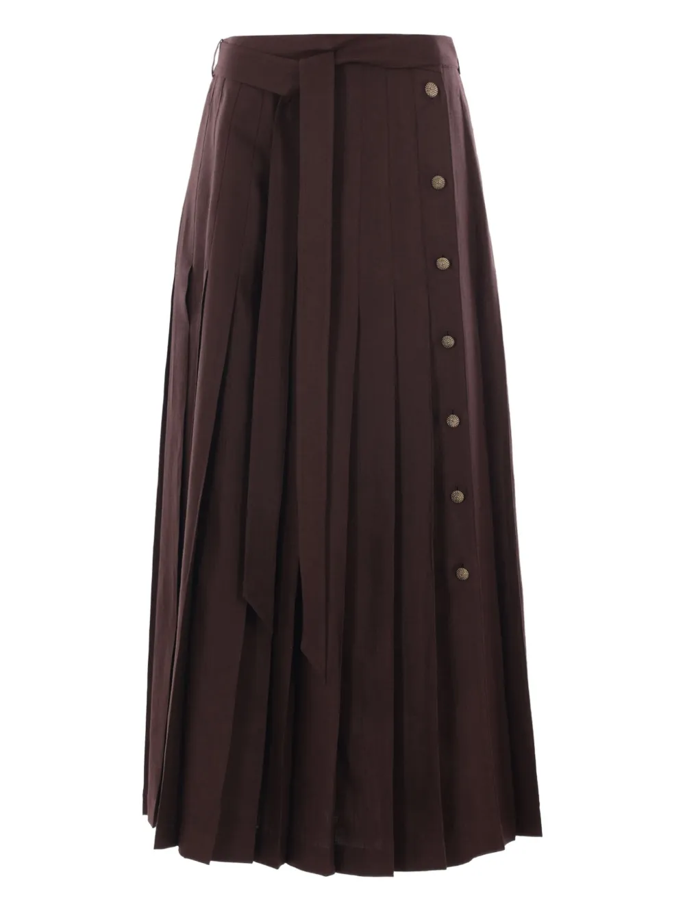 Loro Piana pleated button-fastening maxi skirt | Brown | Image 1