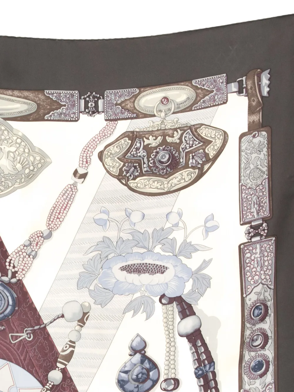 Pre-owned Hermes 1999 Tibet-print Silk Scarf