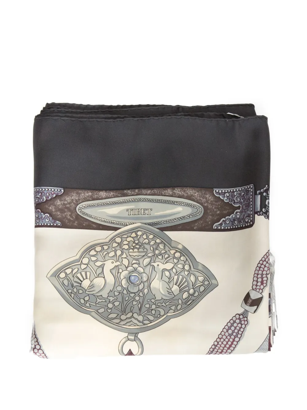 Hermès Pre-Owned 1999 Tibet-print silk scarf | Black | Image 1