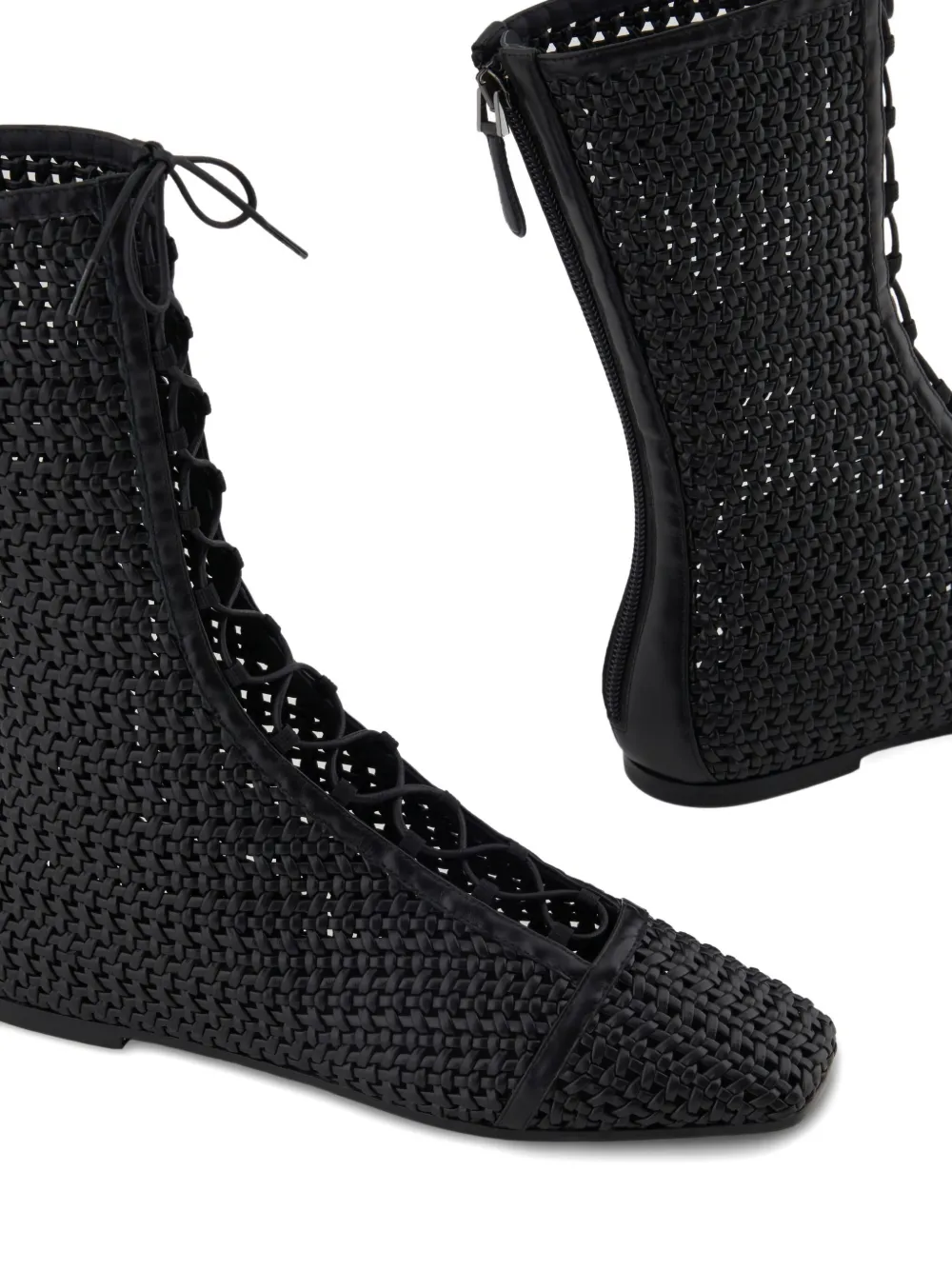 Emporio Armani Woven Lace-up Boots In Multi
