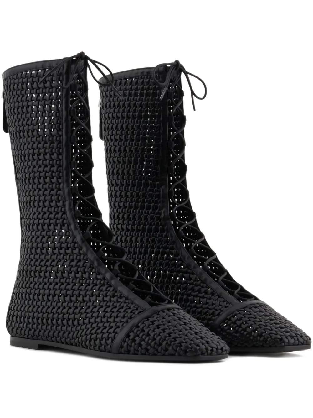 Emporio Armani Woven Lace-up Boots In Multi