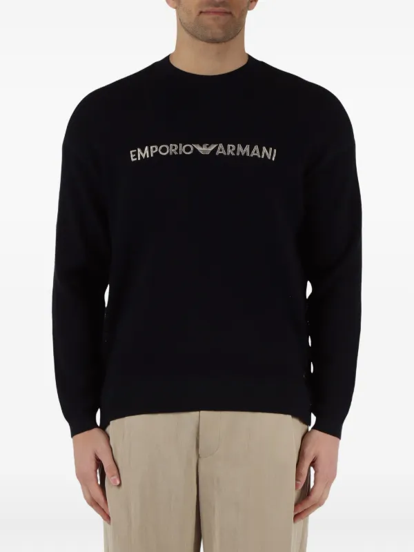 Emporio Armani サイドスリット セーター | ブルー | FARFETCH JP