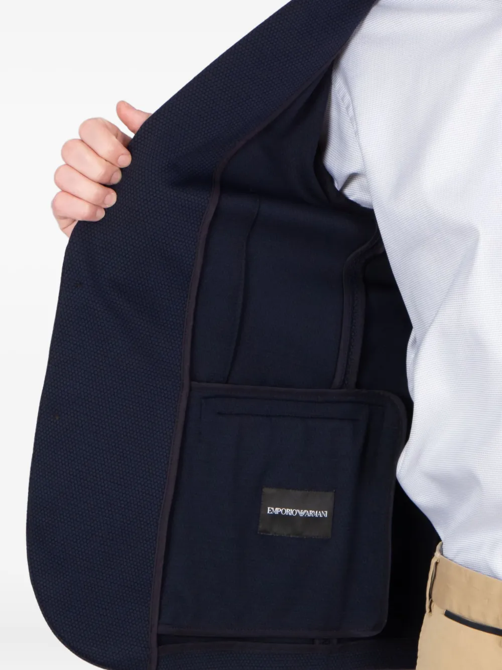 Emporio Armani Seersucker Soft Jacket In Blue